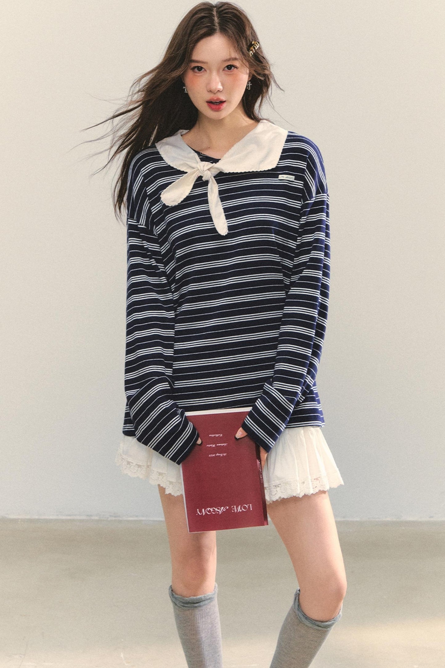 Striped Bow Tie T-Shirt Set-Up