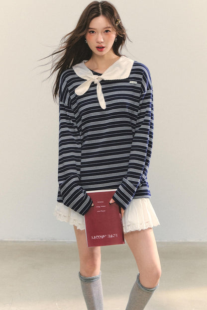 Striped Bow Tie T-Shirt Set-Up