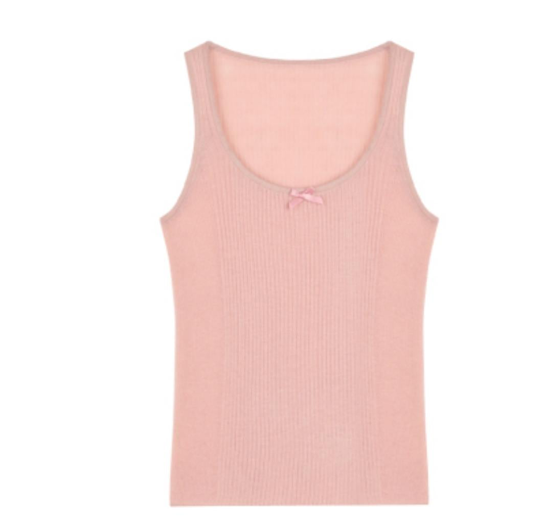 Bow Knit Vest With T-Shirt Set-Up