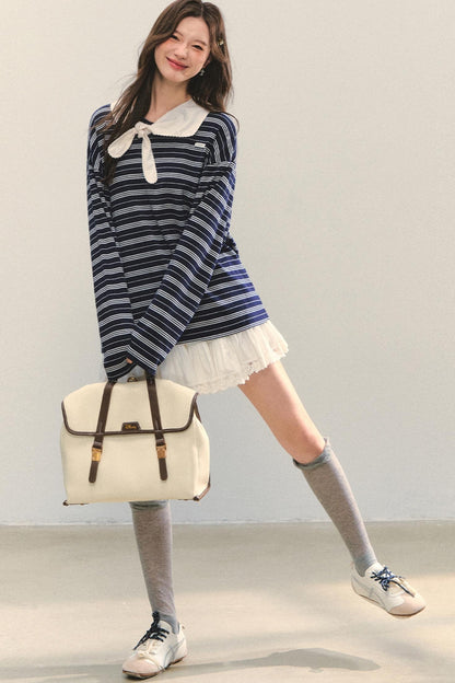 Striped Bow Tie T-Shirt Set-Up