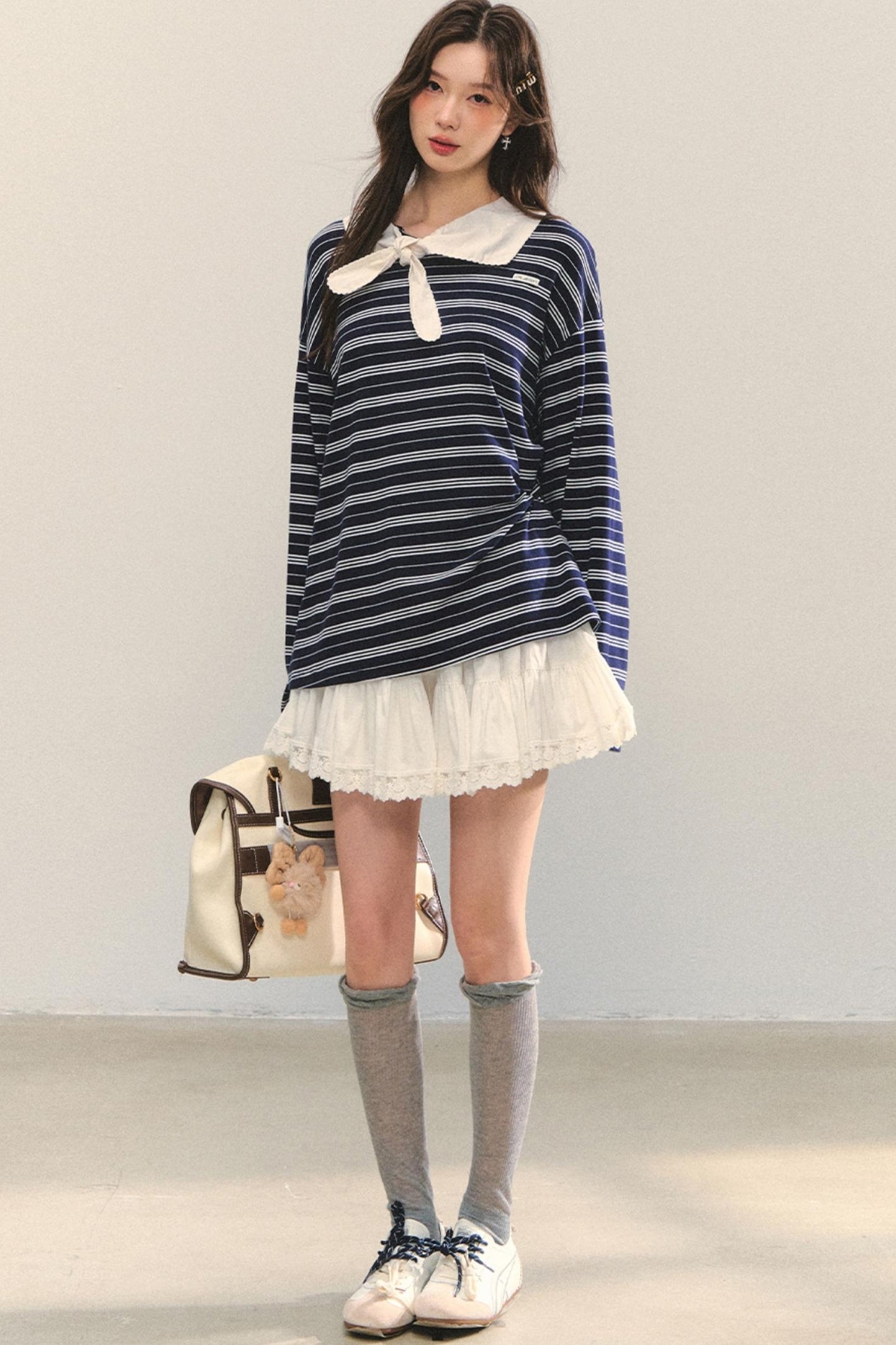 Striped Bow Tie T-Shirt Set-Up