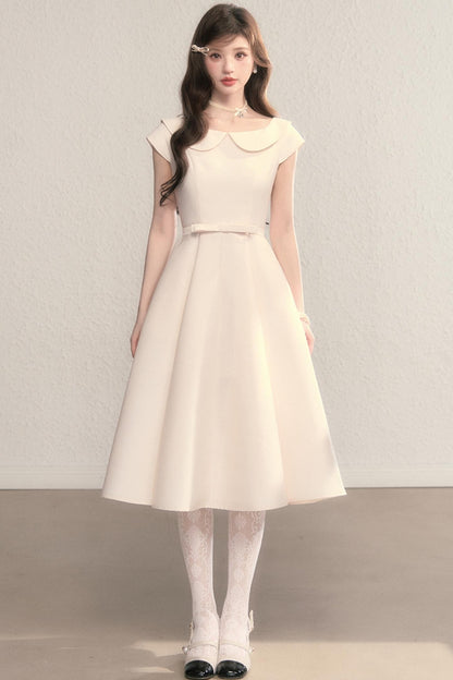 French Temperament Waist Cinched Doll Neck Dress