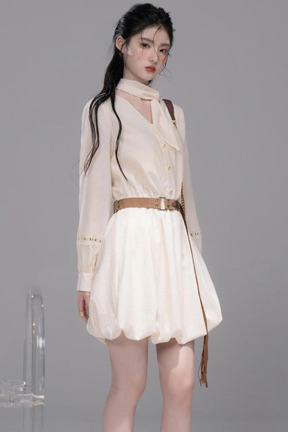 Urban Hibiscus Apricot White  Bud Dress Set-Up