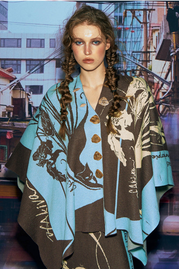 Purple Gold Hand-Painted Knitted Set-Up