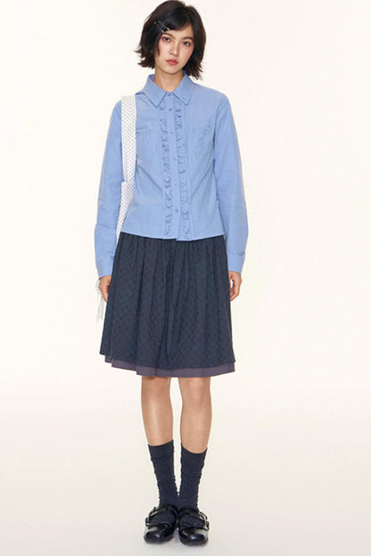 Vintage Lace-Up Plaid Puffy A-Line Skirt