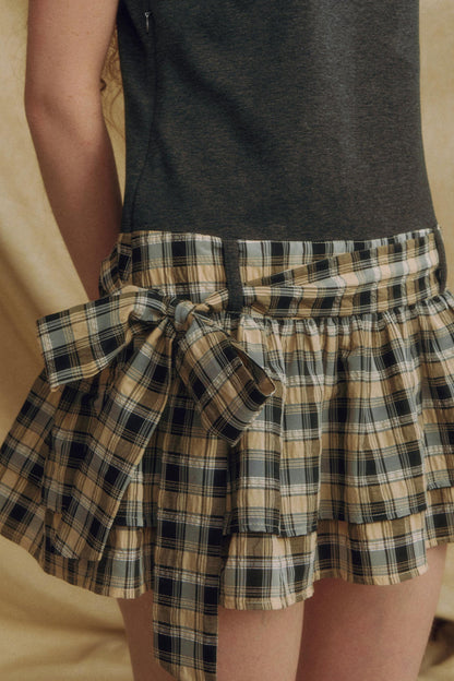 Color Block Bubble Sleeve Dress