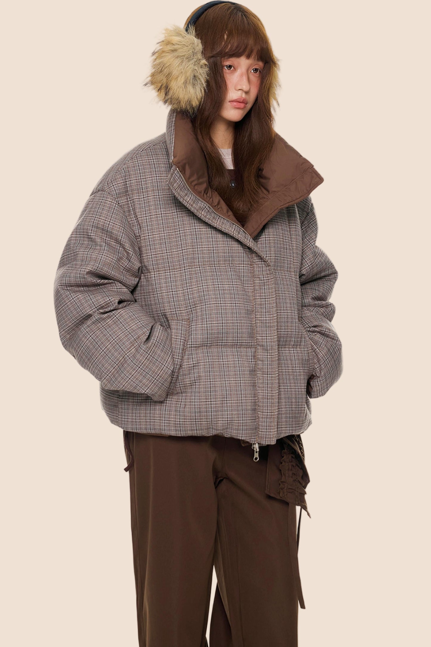 Reversible Plaid Down Jacket