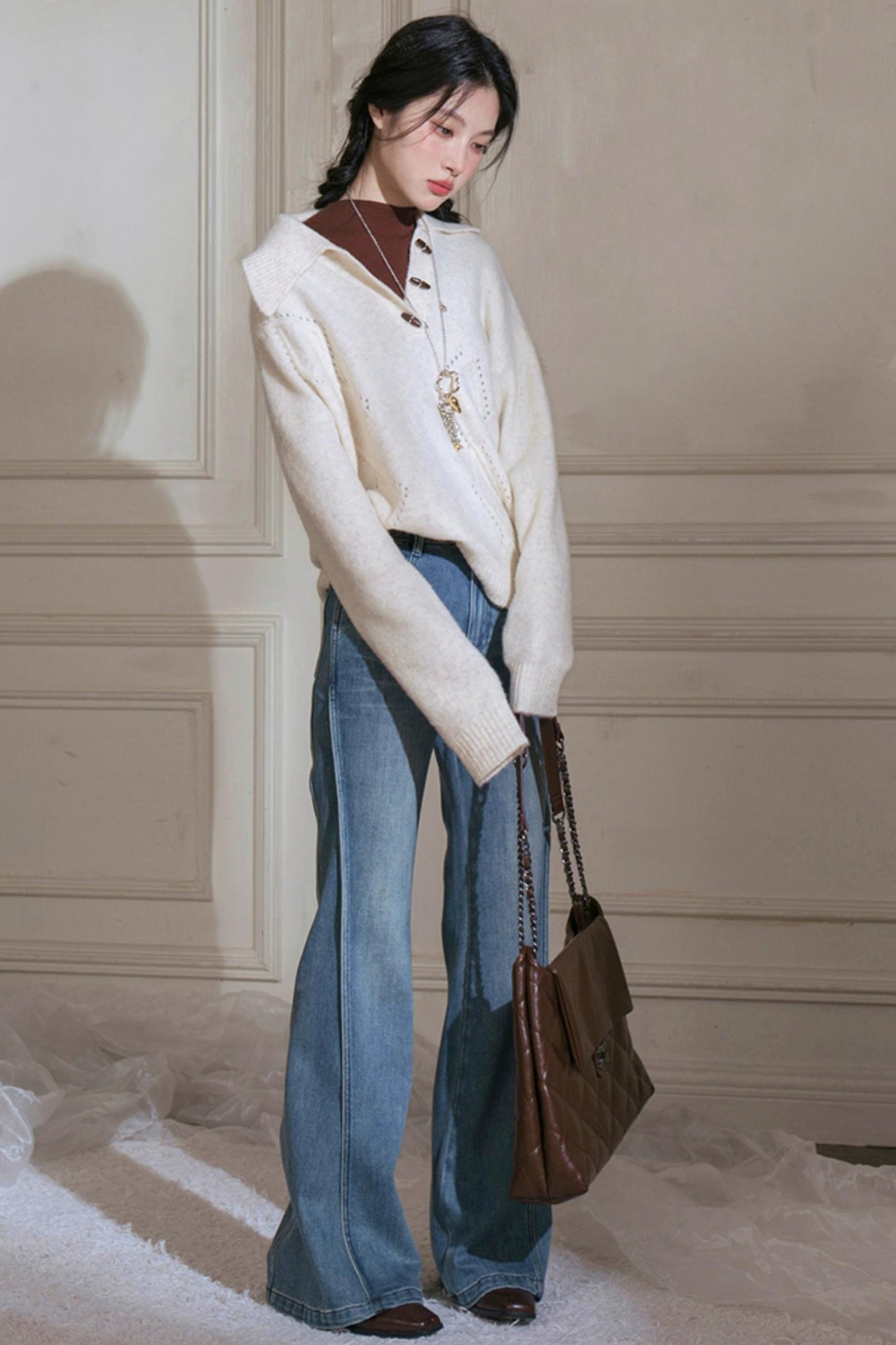 Cream Asymmetrical Sweater