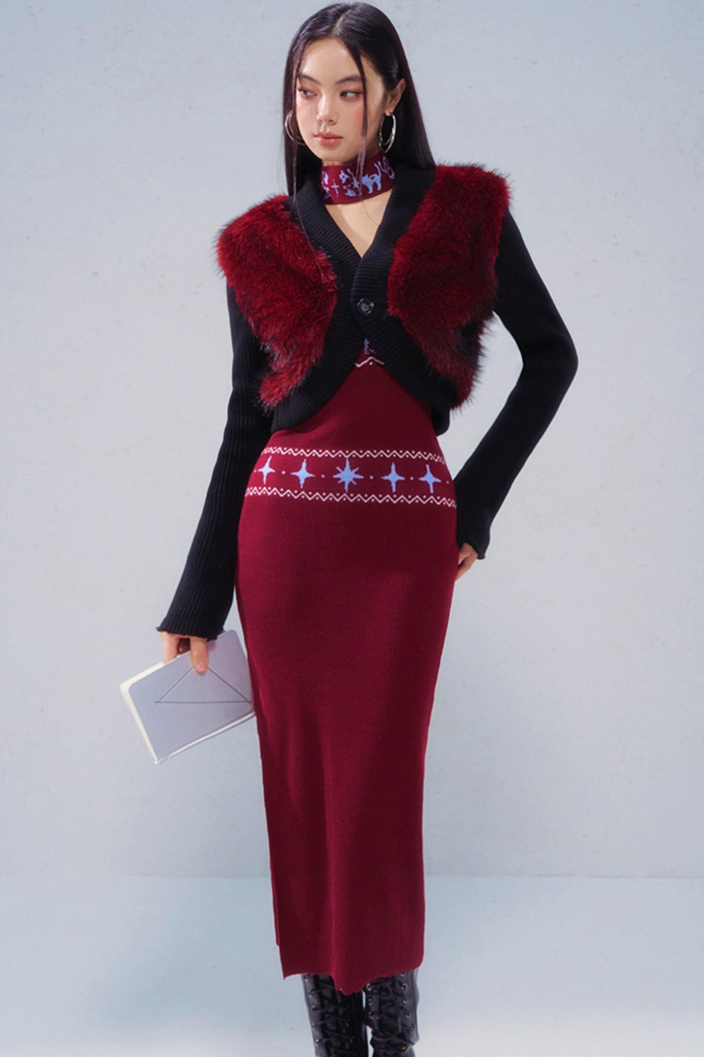 Retro Patchwork Knit Jacket