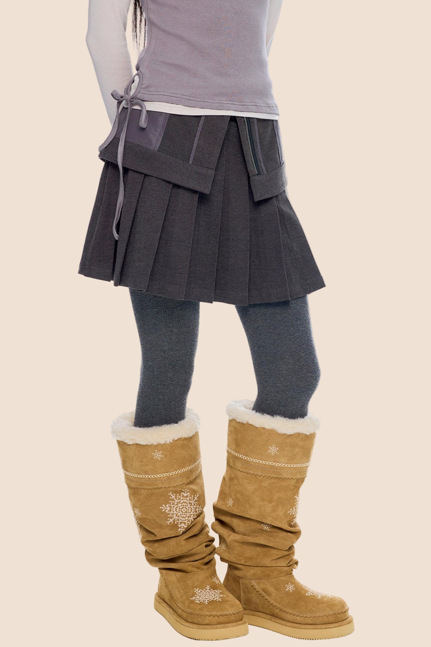 Woolen Pleated Skirt