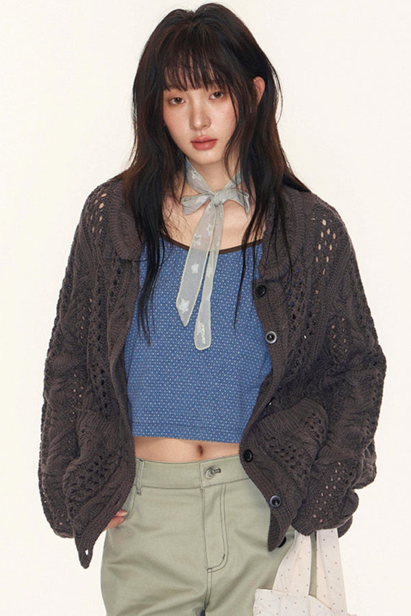 Vintage Petal Collar Cardigan