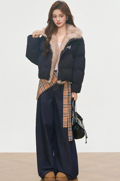 Winter Plaid Cotton Coat Set-Up