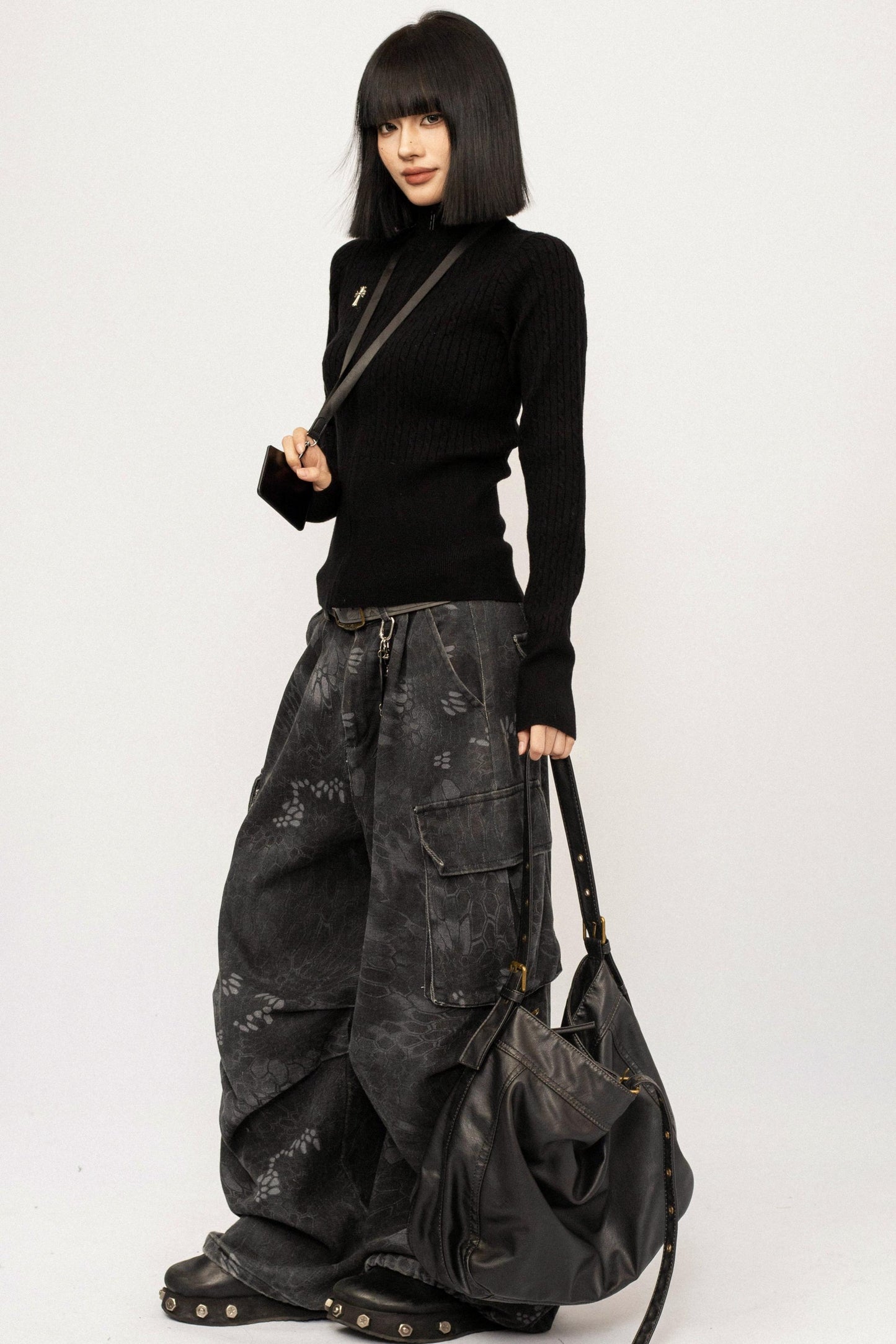 Retro High-Neck Knit Top