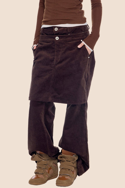 Corduroy Flared Skirt Pants