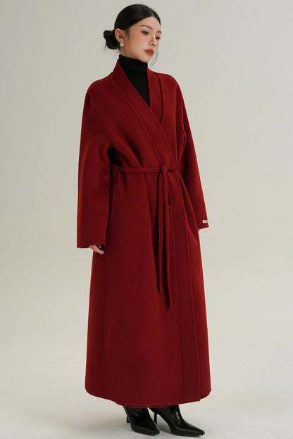Sophisticated Red Wool Coat