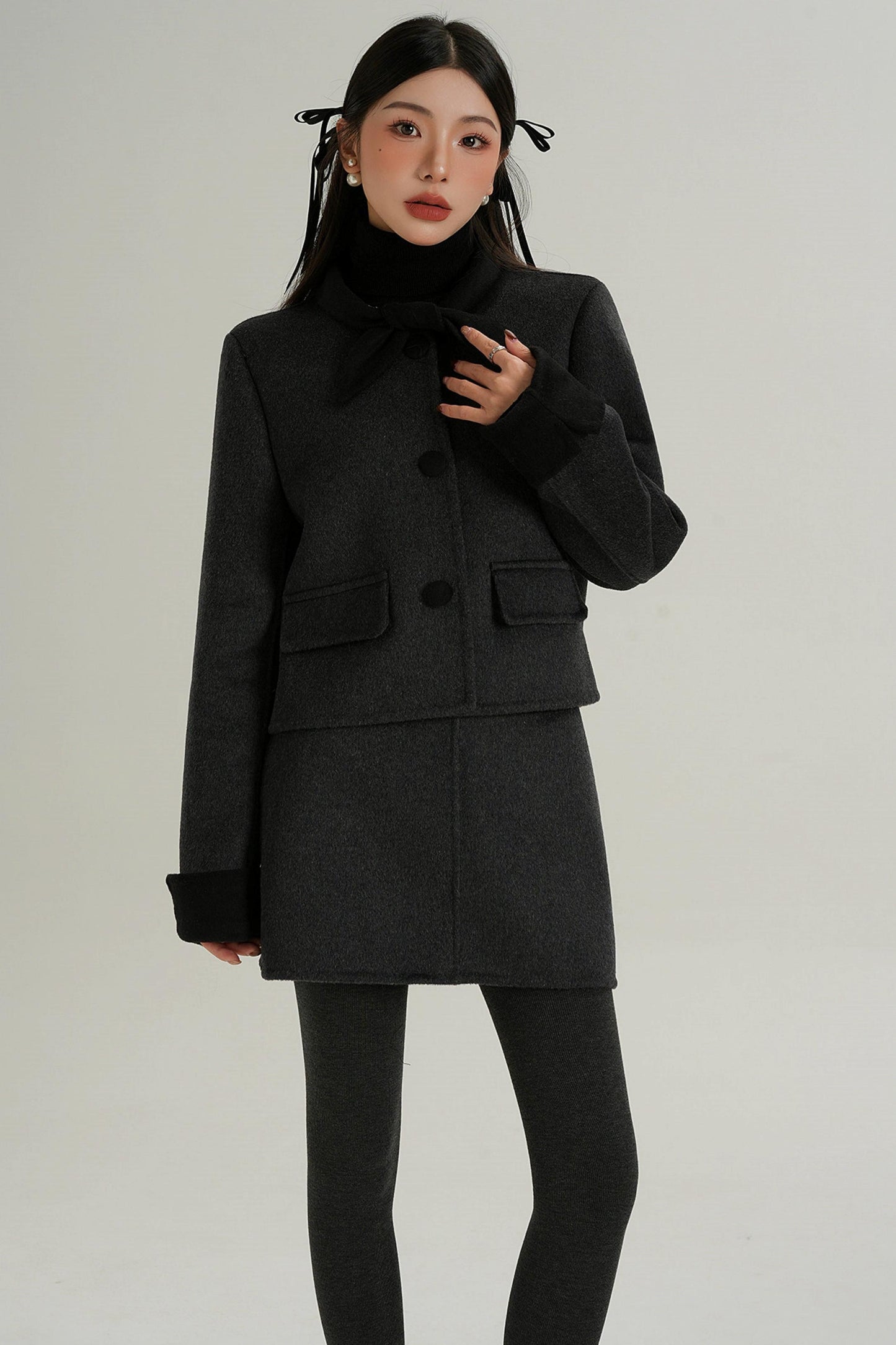 Sophisticated Two-Piece Wool Fashion Coat Set