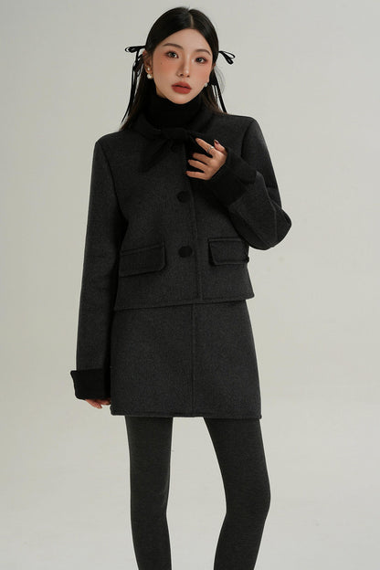 Sophisticated Two-Piece Wool Fashion Coat Set
