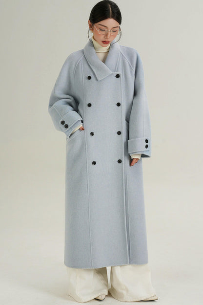 Elegant Blue Wool Coat