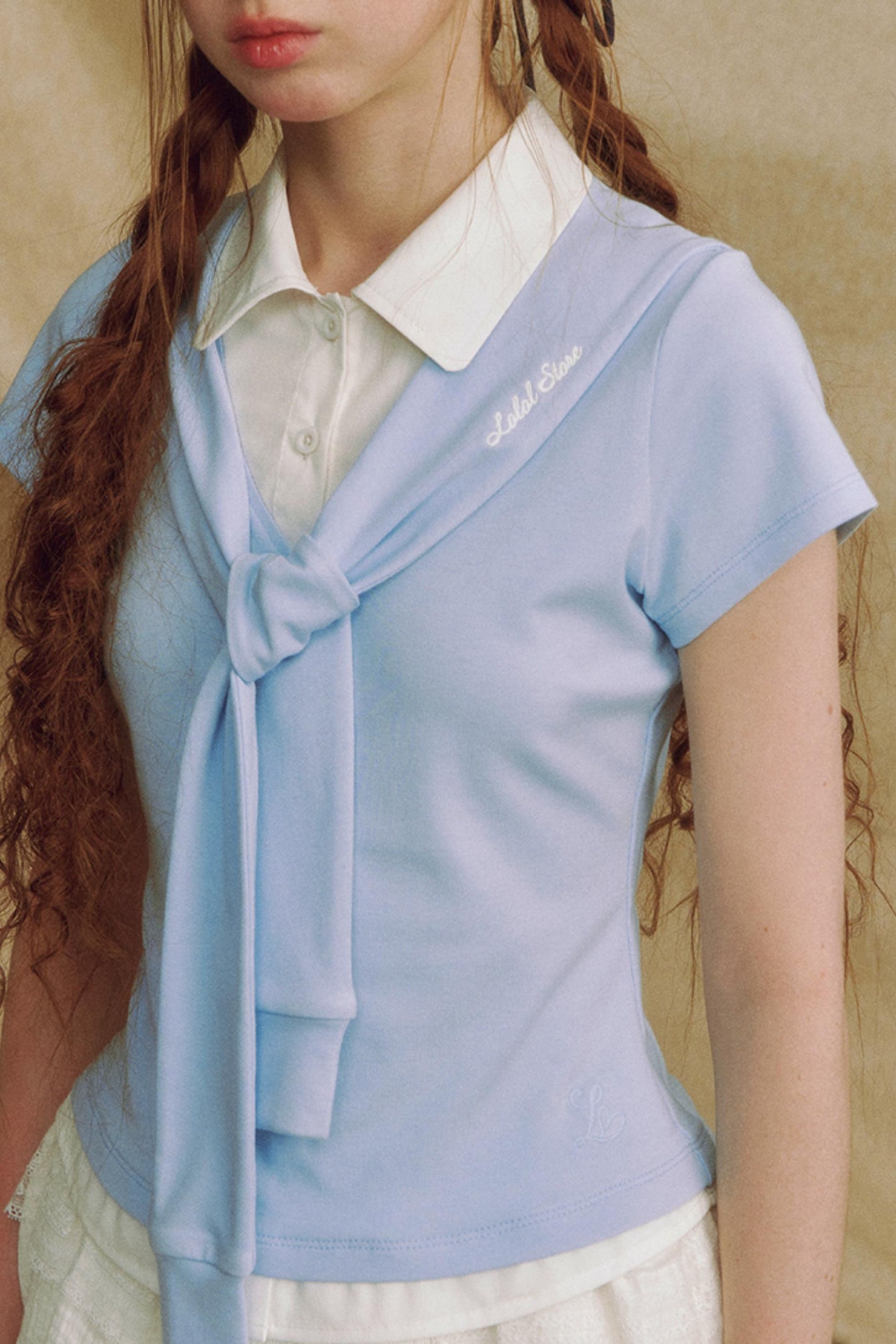 Navy Color Clash Shawl Tee