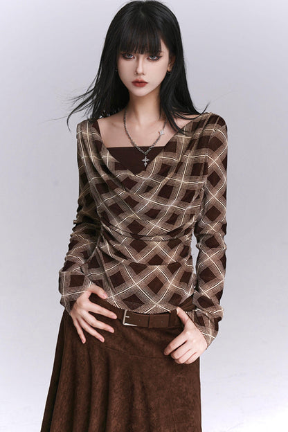 Black And Brown Plaid Top