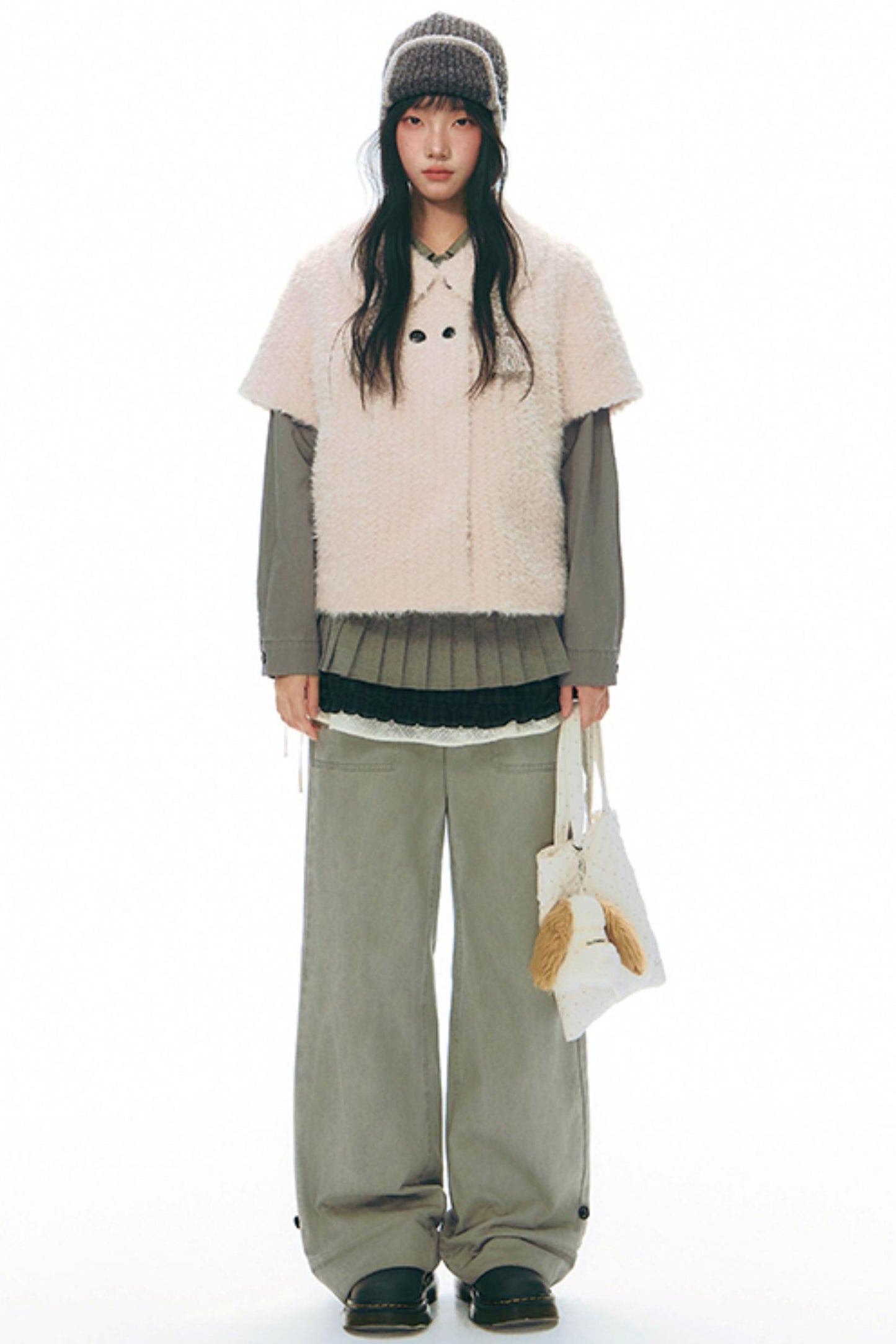 Distressed Doll Collar Cargo Coat