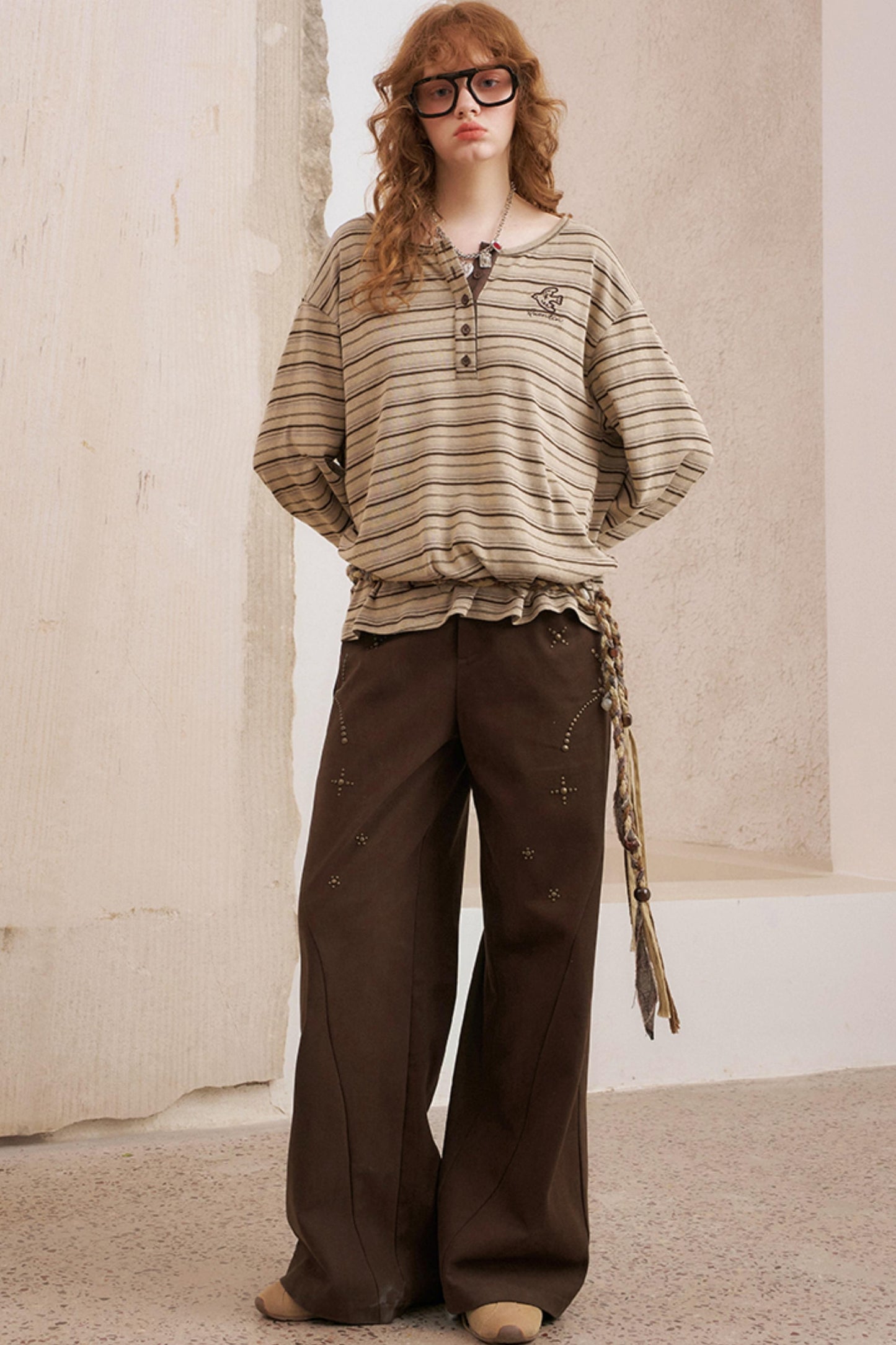 Hot Diamond Loose Wide-Leg Pants