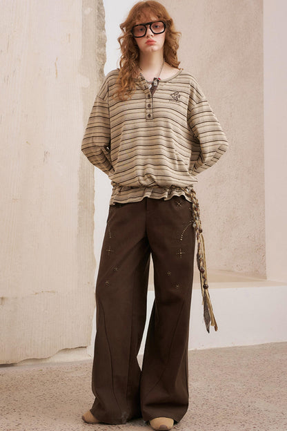 Hot Diamond Loose Wide-Leg Pants