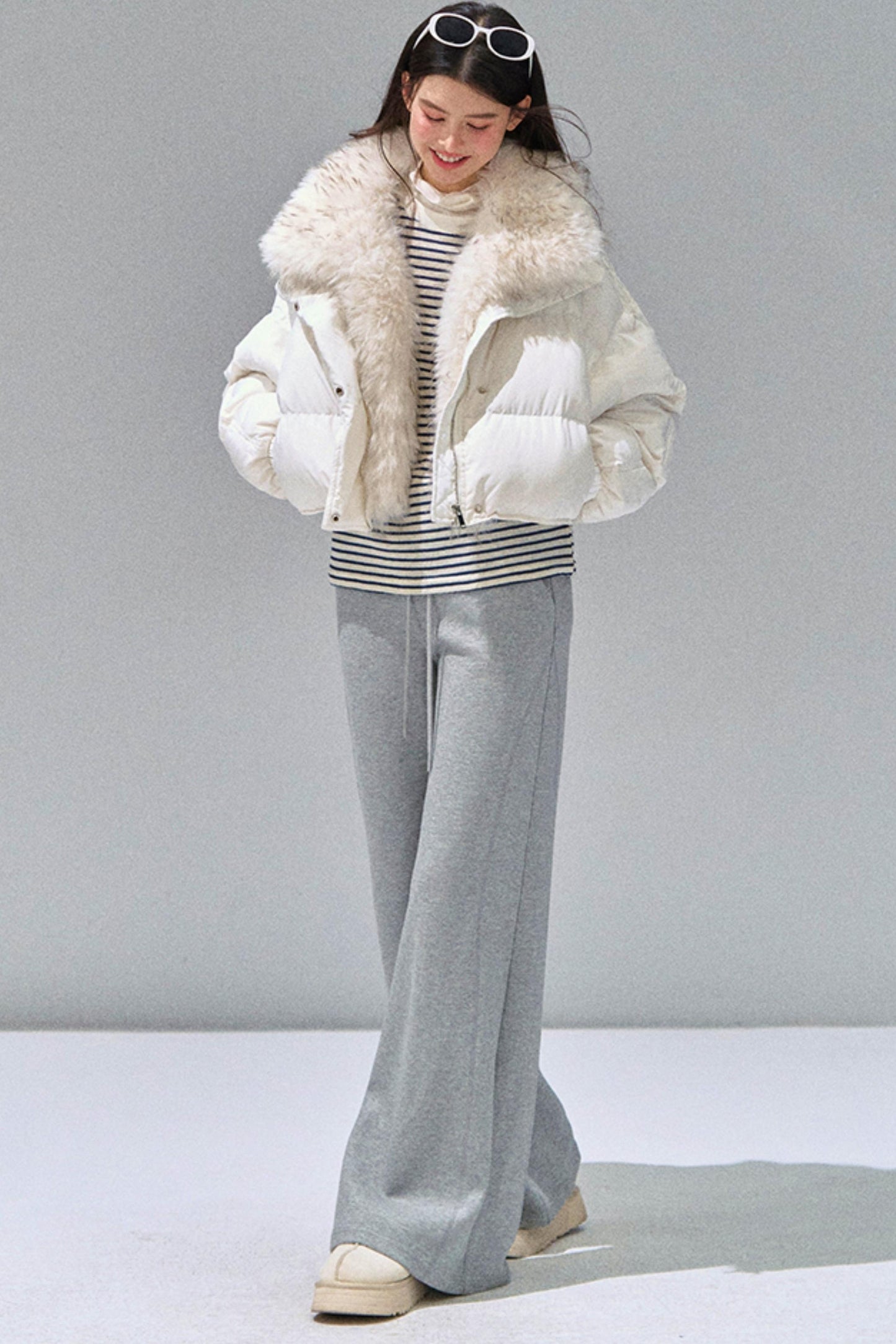 Grey Straight-Leg Sweatpants