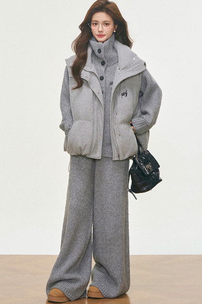 Knitted Vest And Coat Set-Up