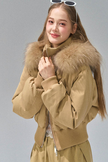 Big Fur Collar Waist Down Jacket