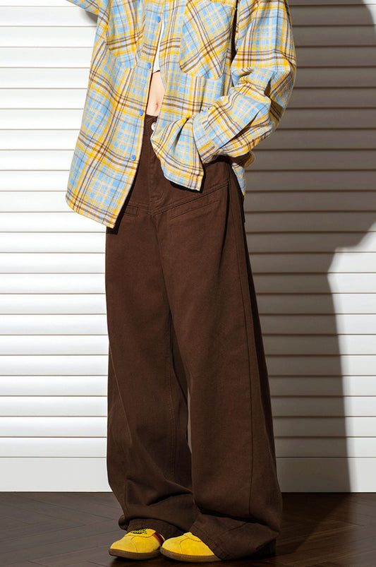 커피 색깔 스트레이트 슬랙스 