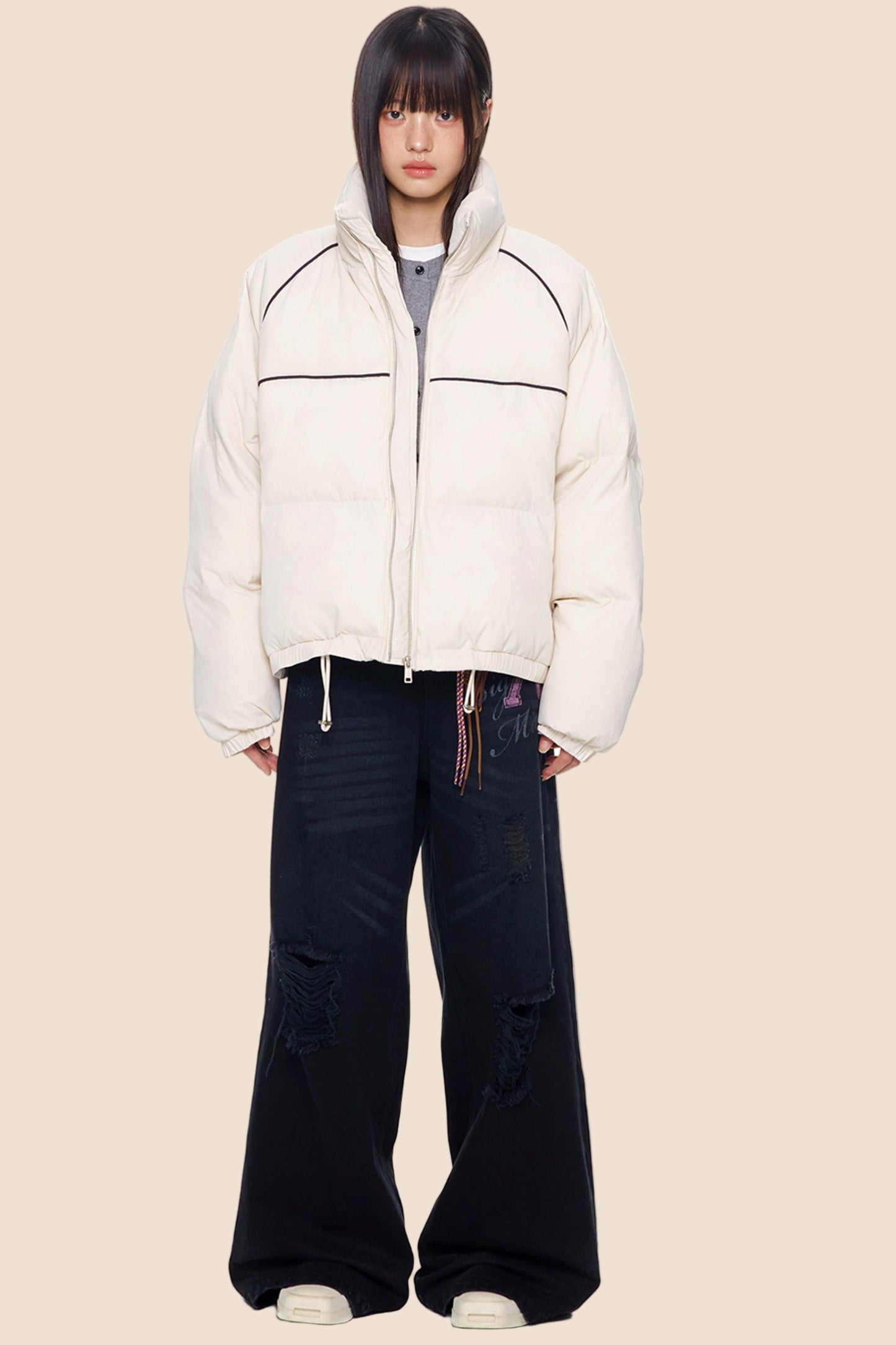 Color-Block Striped Cotton Jacket