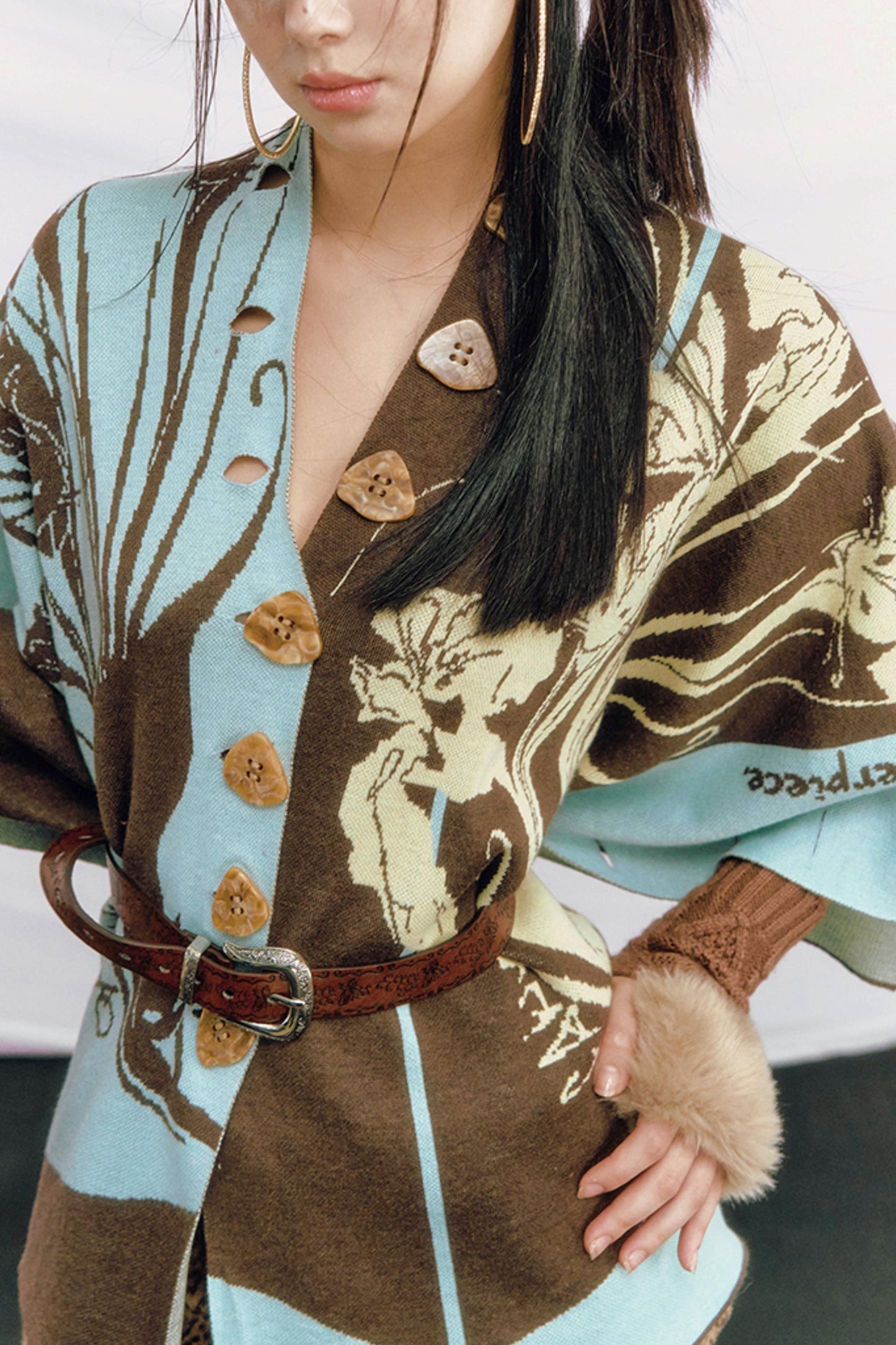 Purple Gold Hand-Painted Knitted Set-Up