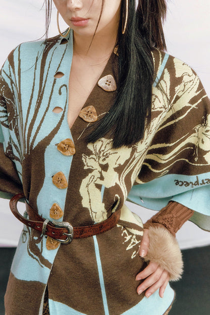 Purple Gold Hand-Painted Knitted Set-Up