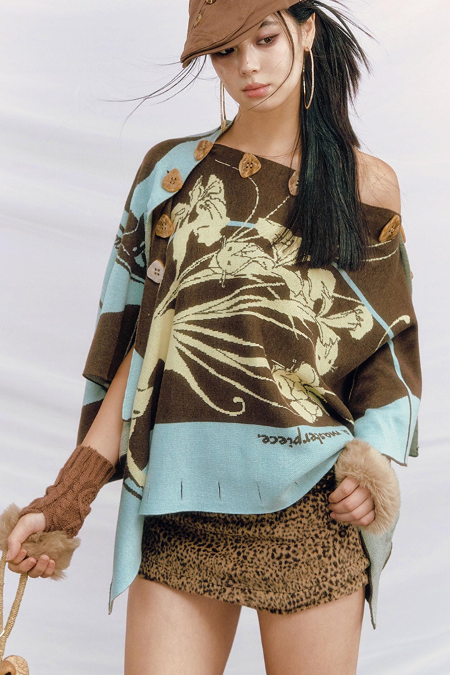 Purple Gold Hand-Painted Knitted Set-Up