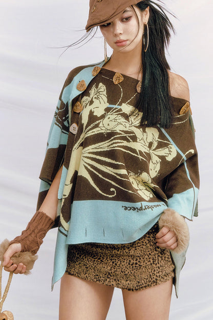 Purple Gold Hand-Painted Knitted Set-Up