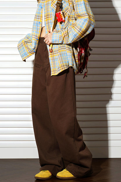 커피 색깔 스트레이트 슬랙스 