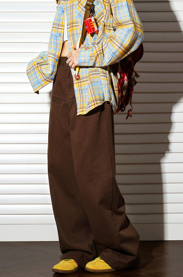 커피 색깔 스트레이트 슬랙스 