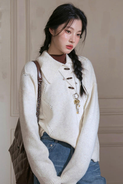 Cream Asymmetrical Sweater