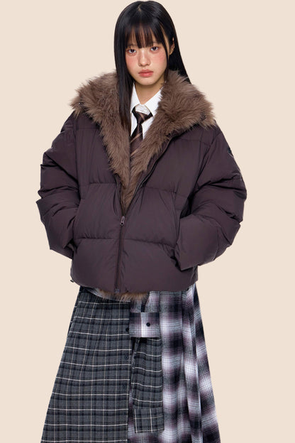 Retro Fur Collar Down Coat