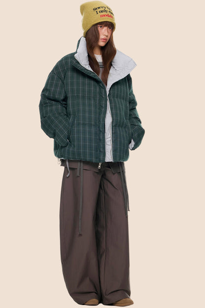 Reversible Plaid Down Jacket