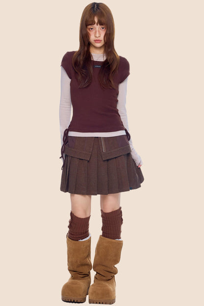 Woolen Pleated Skirt