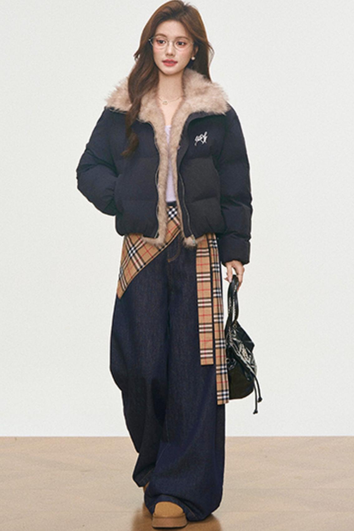 Winter Plaid Cotton Coat Set-Up