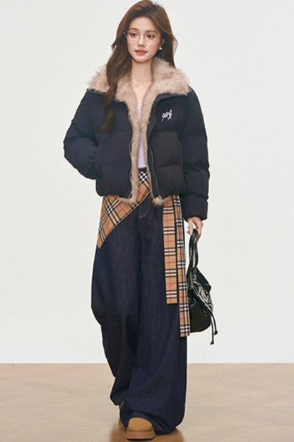 Winter Plaid Cotton Coat Set-Up