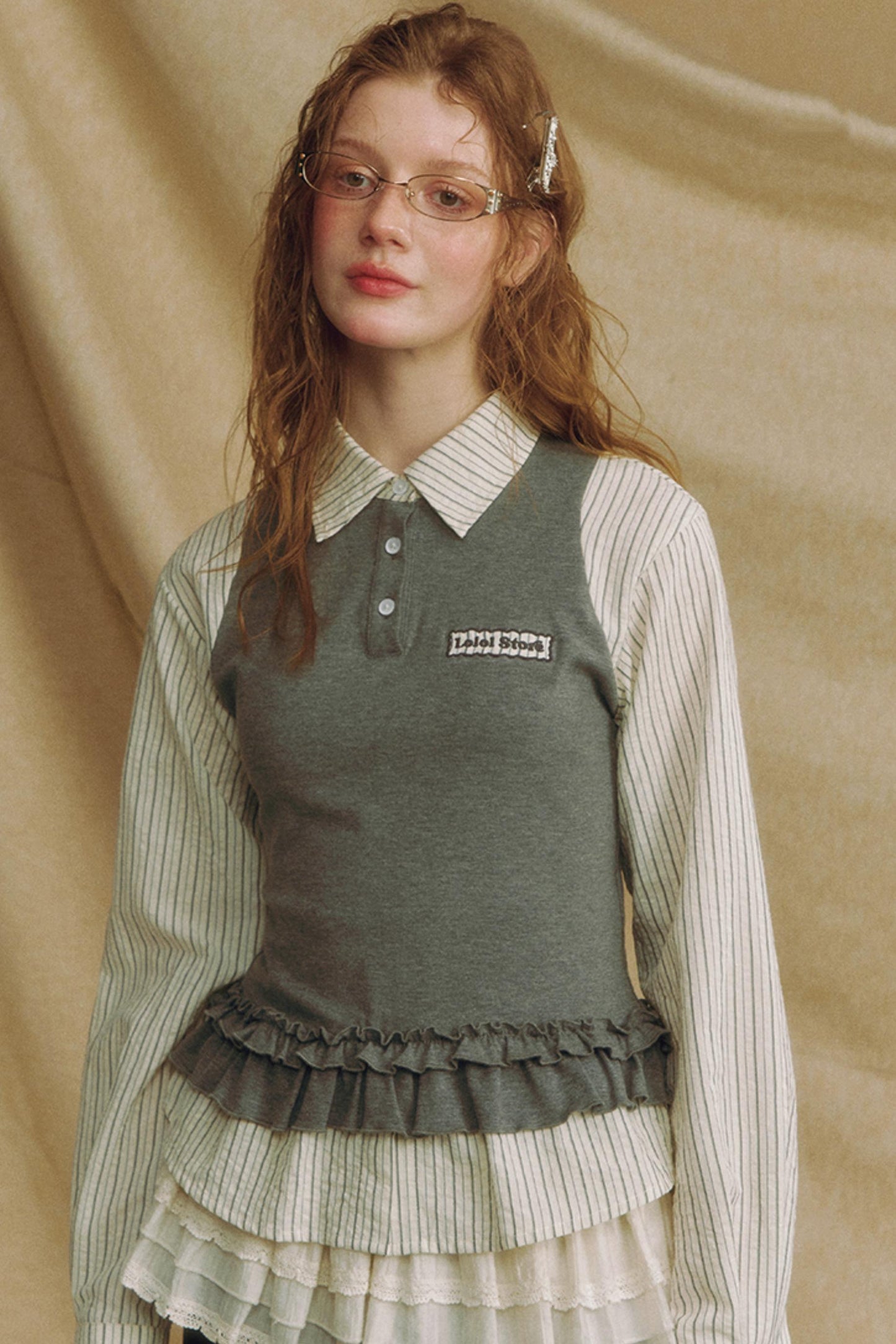 Chic Plaid Lace Layered Top