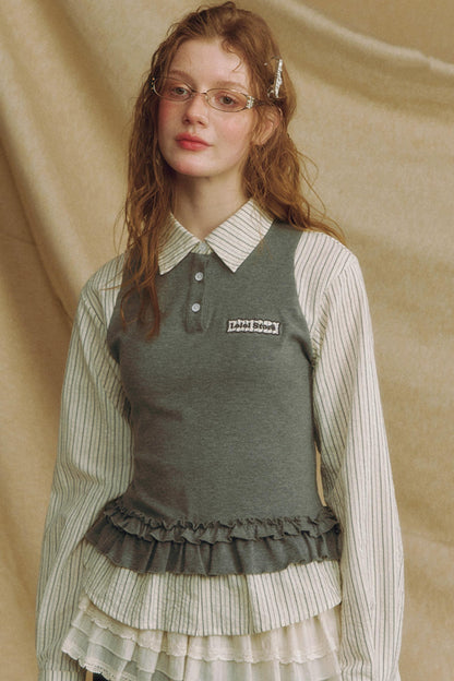 Chic Plaid Lace Layered Top