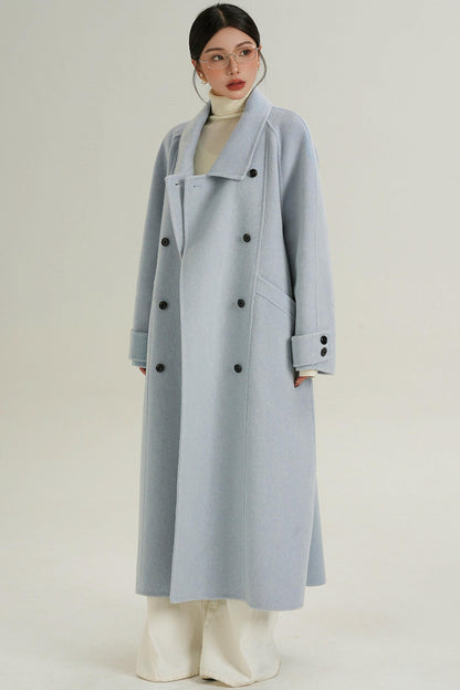 Elegant Blue Wool Coat