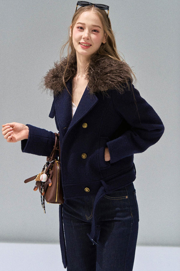 Conjunto de chaqueta y falda de lana para invierno