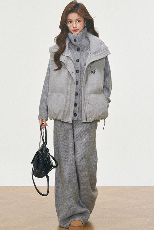 Knitted Vest And Coat Set-Up