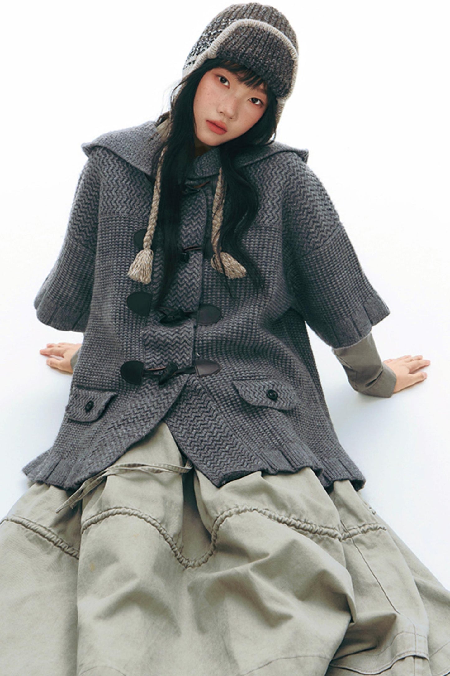 Distressed Doll Collar Cargo Coat